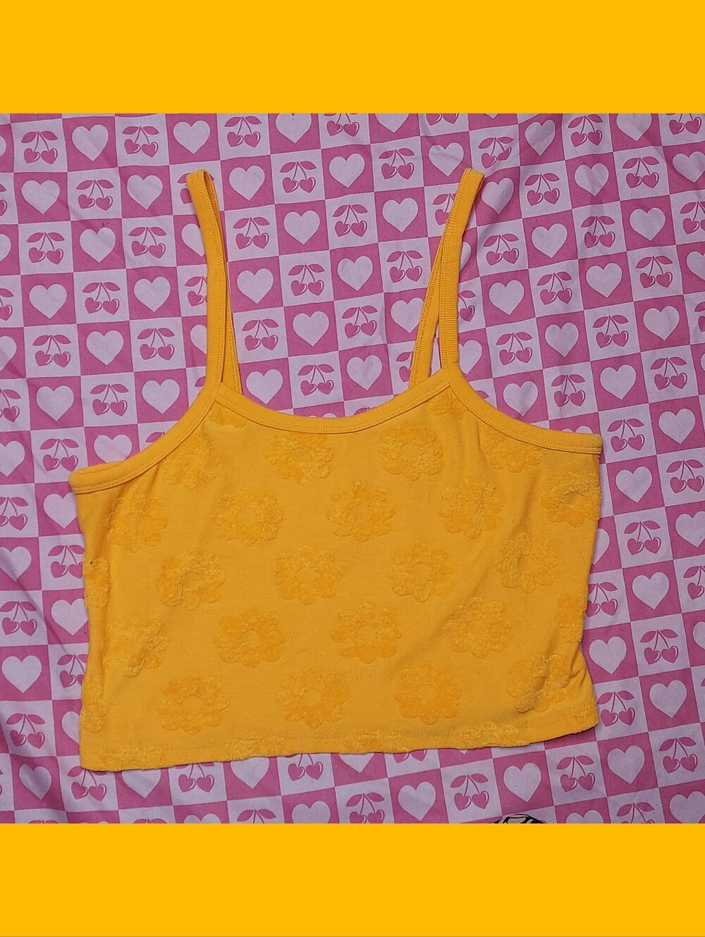Y2K Orange Flower Crop Top Tank Top